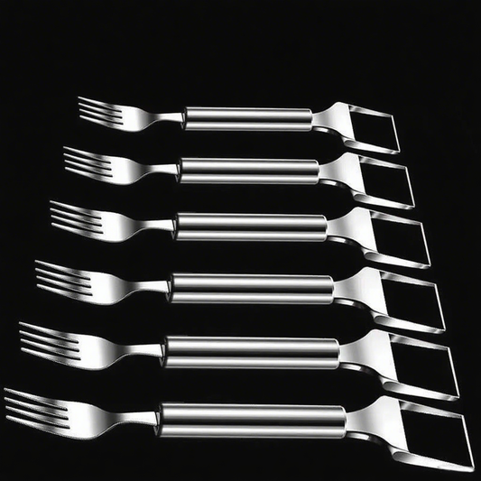 2-in-1 Watermelon Slicer & Fork – Stainless Steel Fruit Cutter Tool for Watermelon, Portable for Camping, Picnics, Home, Parties – Effortless Cubes & No Mess